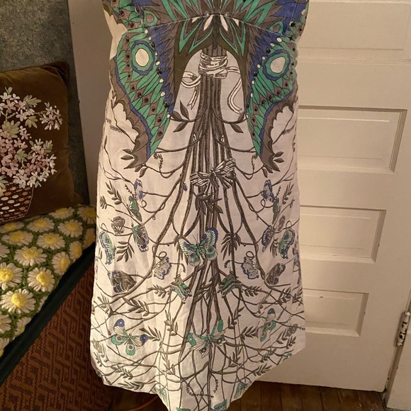 Free People butterfly sleeveless mini sundress cotton blend fitted lace straps 8 - Picture 9 of 12